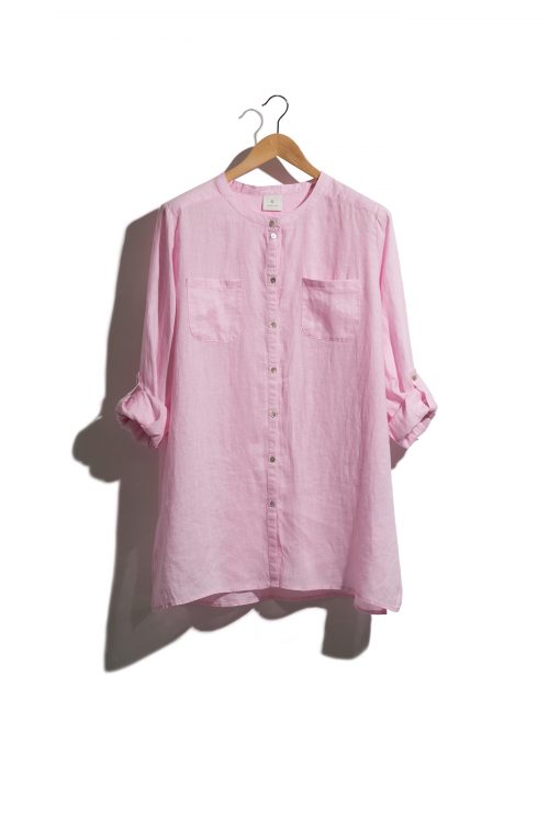 camisa lino rosa