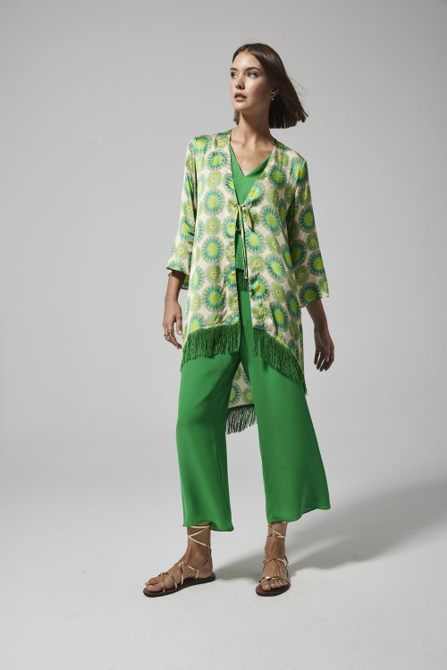kimono estampado verde