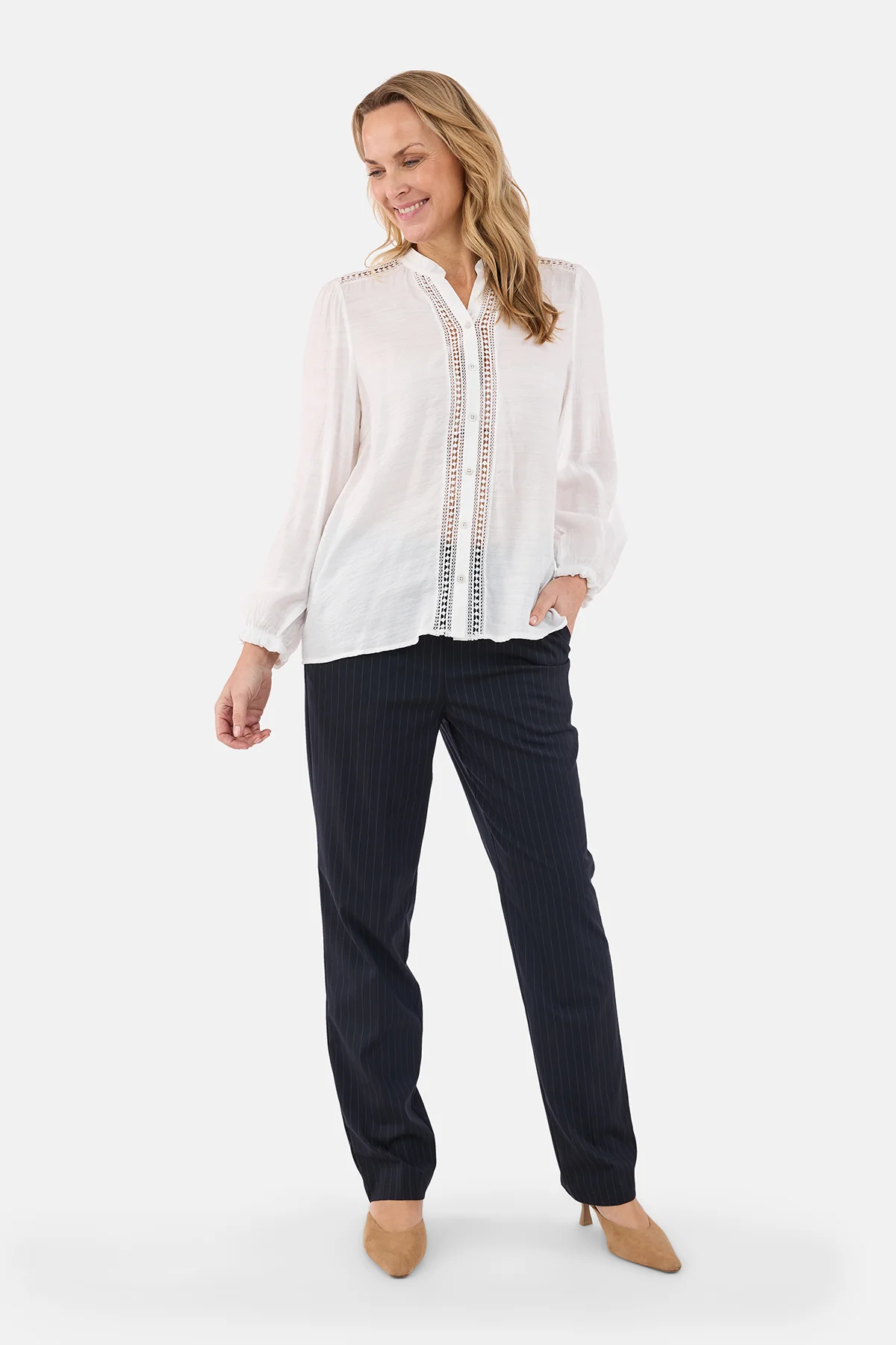 Camisa blanca entredós bordada Brandtex