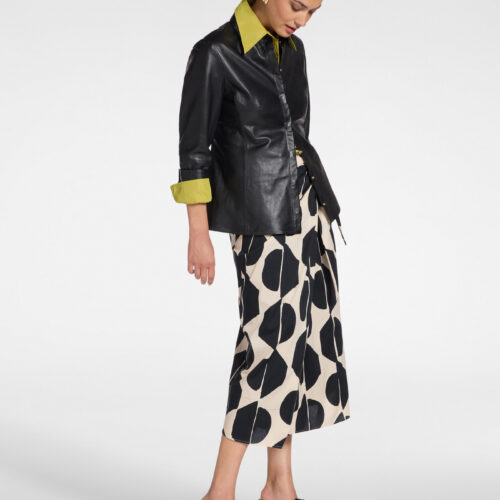 falda de lunares beige y negra talla grande