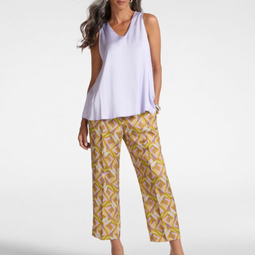 Pantalón estampado verde lila talla grande Elena Miró