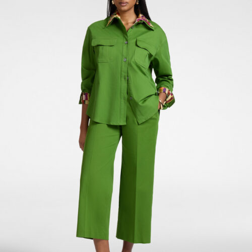 Pantalón algodón verde tallas grandes Elena Miró