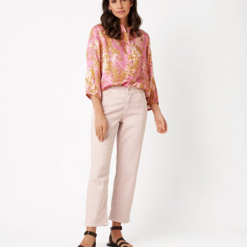 Vaquero barrel rosa tejido algodón talla grande