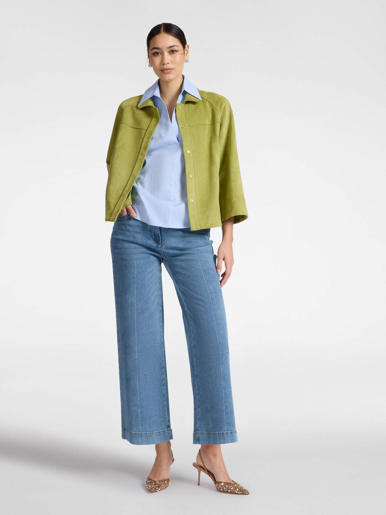 Pantalón vaquero culotte efecto desgastado tallas grandes