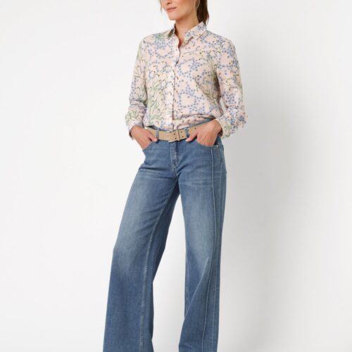 Vaquero wide leg tejido algodón azul talla grande