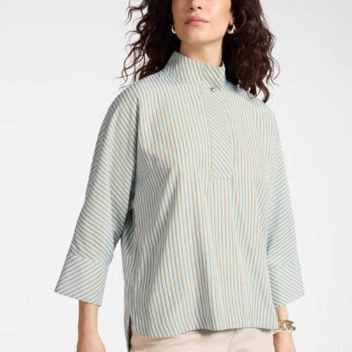 Camisa rayas azul marrón tallas grandes