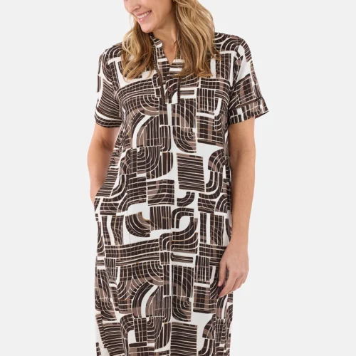 Vestido estampado marrón brandtex