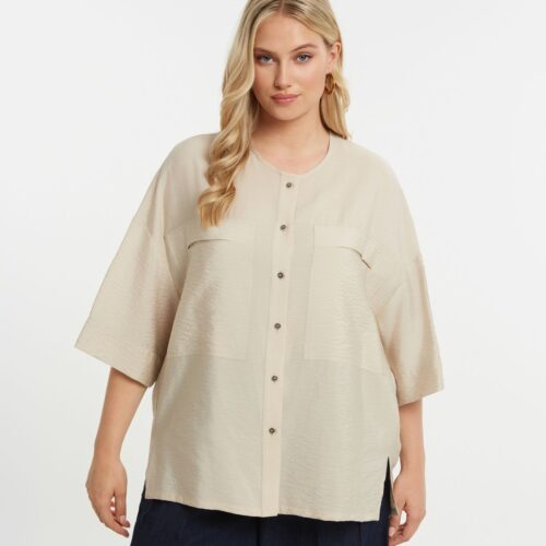 Blusa bolsillos beige