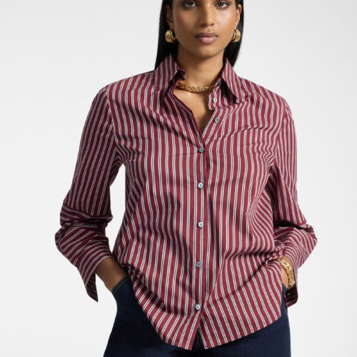 Camisa rayas granate mujer tallas grandes