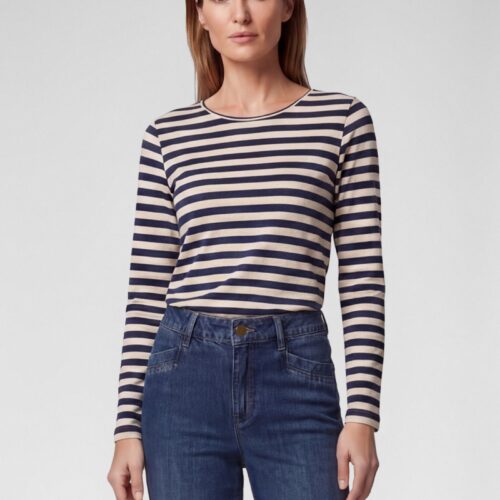 camiseta rayas marino y beige